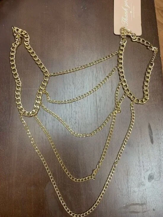 Sexy Geometric U-Shaped Tassel One Shoulder Body Chain Necklace - Picture 2 of 4